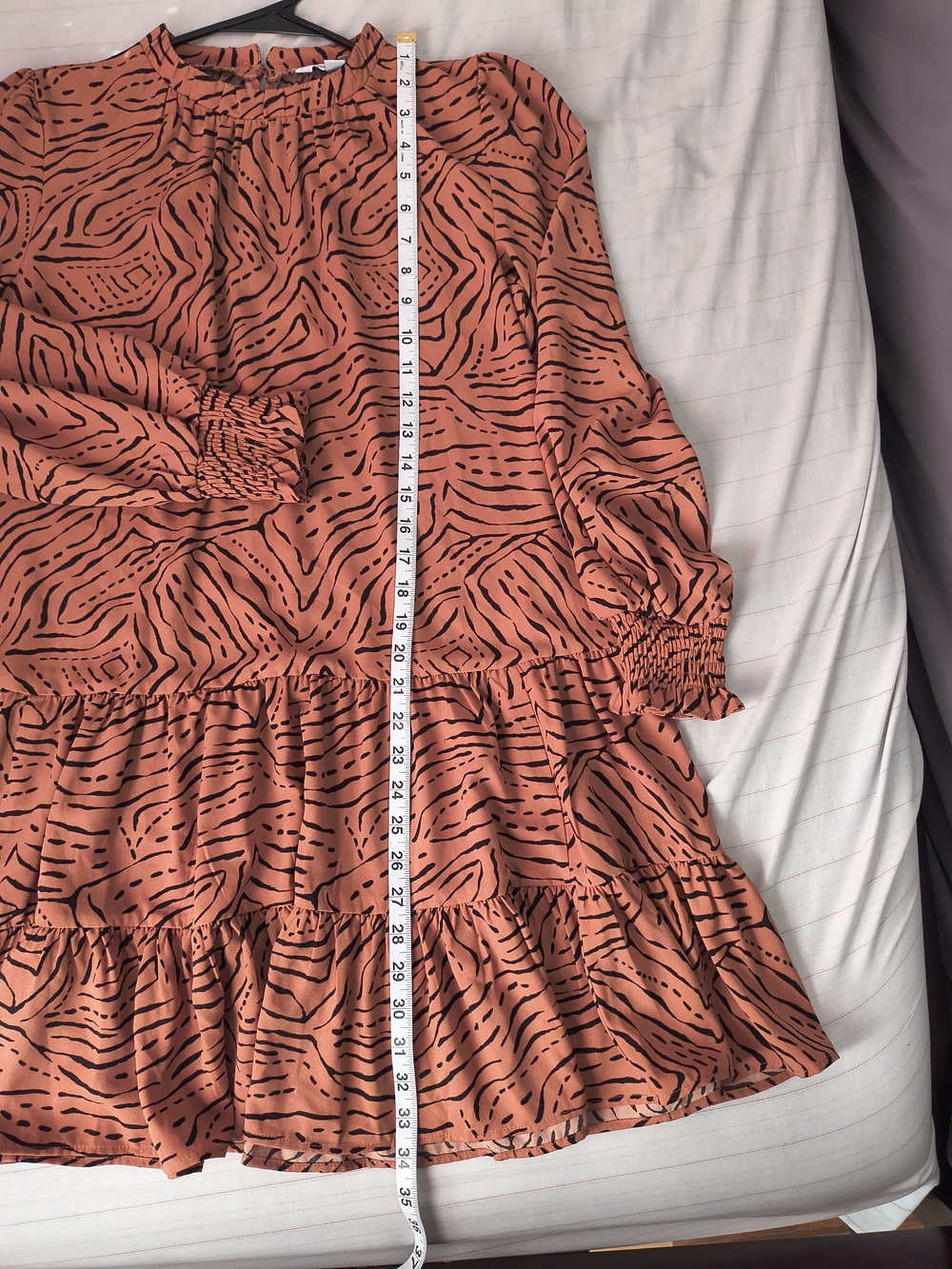 Nine West Rust Patterned Tiered Mini Dress Size S - Picture 5 of 9